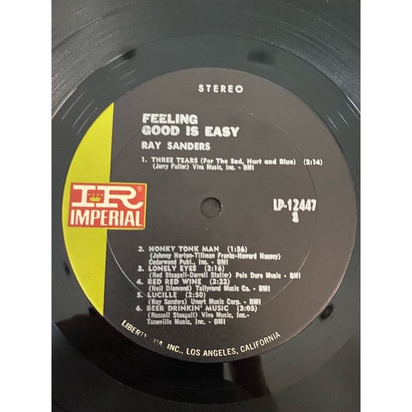 Ray Sanders Feelin' Good Is Easy 1969 LP Imperial 12447 VG+ Beer Drinkin' Music - Picture 5 of 7